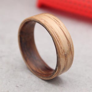 Rosewood Inlay Ash Wood Ring, Bentwood Ring, Hornbeam Wood Ring, Natural Wood Mens Wood Wedding Band, Wood Ring, Valentines Gift for Him