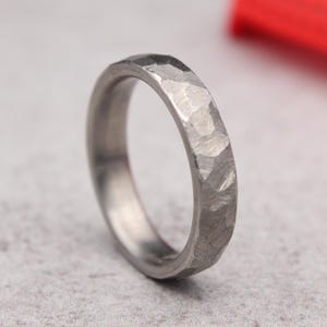 Hammered Titanium Ring, Mens Wedding Band, Distressed Rustic Finish, Titanium Ring, Titanium Band, Titanium Wedding Band, Men&#39;s Wedding Ring