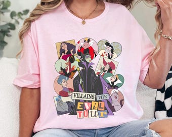Disney Villains Evil Tour Shirt, Maleficent Ursula Cruella Villain T-Shirt, Gothic Disney Villains Tee, Unisex  Shirt, 424756