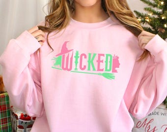 Sudadera de la película Wicked, Wicked Croomstick, Sudadera con capucha Pink Goes Good With Green, Sudadera de cuello redondo Elphaba Glinda Coquette, 424446