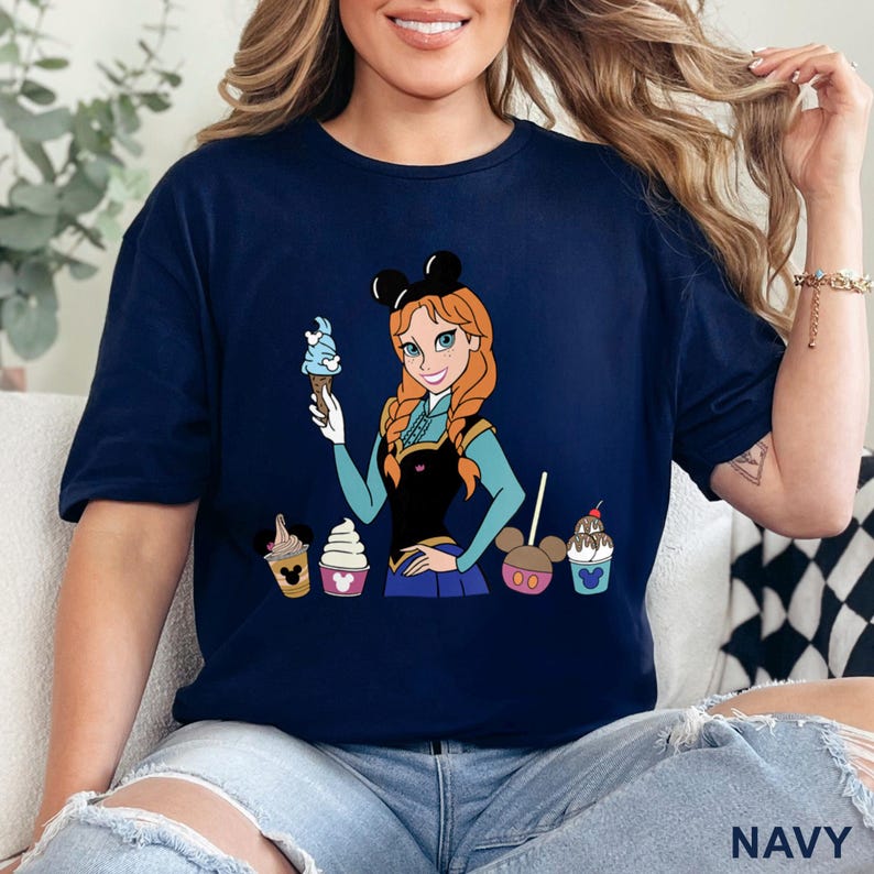 Disney Princess Ice Cream Shirt, Anna Inspired Tee, Cute Disney Snack T-Shirt, Funny Park Outfit, Military Green Graphic Tee, 421224 image 9