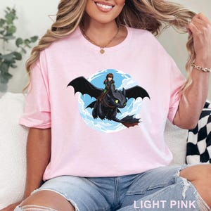 How to Train Your Dragon T-Shirt, Toothless and Hiccup Graphic Tee – Fantasy Flying Dragon Shirt – White Cotton Gift Tee 423458