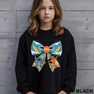 Sudadera Lilo y Stitch Coquette, Summer Vibes, Sudadera con capucha Disney Stitch Bow Stitch, Sudadera Disney Surfing Crewneck, 423346 imagen 9