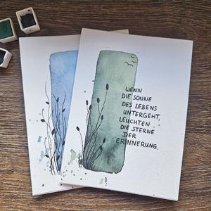 Hand-painted mourning cards can be personalized
