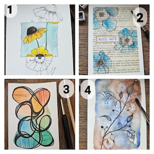 Tarjetas de felicitación de acuarela pintadas a mano