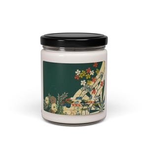 Japanese Soy Candle | Taisho Era Kimono Cart & Floral Design | Handmade Wabisabi Gift | Vintage Japan Art Candle