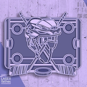 SVG multicamadas 3D de hóquei para máquinas de corte, arquivos prontos para laser, design esportivo, arte de jogadores de hóquei, formatos AI CDR EPS DWG, projetos Cricut