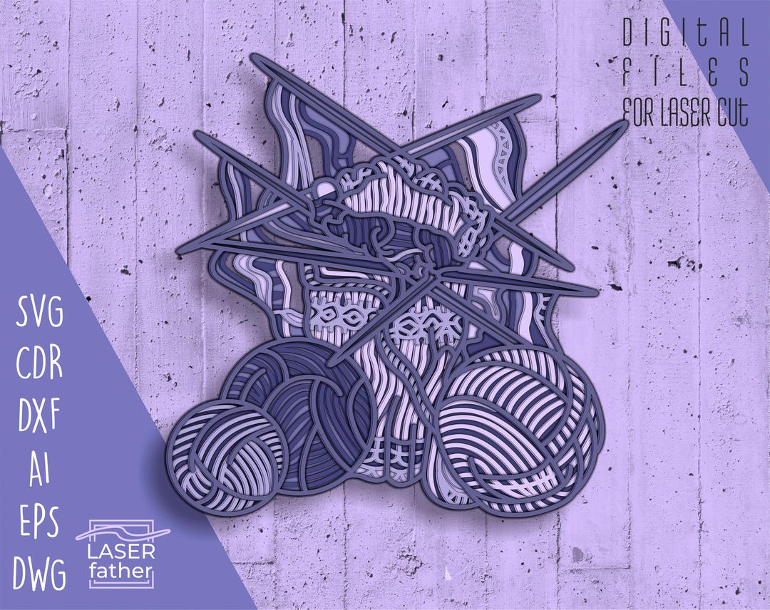 Knitting 3D Layered SVG for Cutting Machines, Laser Ready Files, Yarn ...