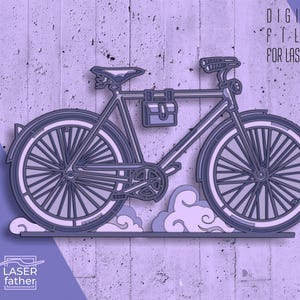 Bicicleta 3D SVG multicamadas para máquinas de corte, Cricut Craft, modelo Glowforge, arquivos prontos para laser, design de bicicleta, formatos AI CDR EPS DWG