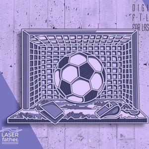 Fußball 3D mehrschichtig SVG für Schneidmaschinen, Laser fertige Dateien, Fußball Tor Kunst, Fußballdesign, ai cdr eps dwg Formate zum Download