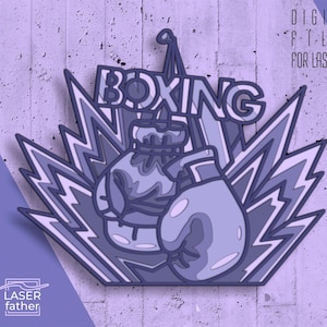 Boxen 3D mehrschichtig SVG für Schneidemaschinen, Laser-fertige Dateien, Papierschnitt Handwerk, Sport Design, Boxhandschuhe Kunst, ai cdr eps dwg Formate