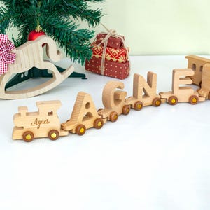 Wooden Alphabet Train, Personalized Wooden Train Set, Toddler Sensory Toy, Baby Educational Toy, Children&#39;s Room Decoration, Christmas Gift