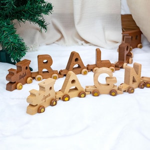 Personalized Wooden Train, Customized Wooden Train, Wooden Train Toys, Alphabet Train Toys, Nursery Decoration, Children&#39;s Birthday Gifts