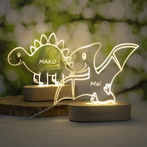 Personalized Dinosaur Night Light, Rechargeable Dinosaur Night Light, Custom Name Dinosaur Night Light, Funny Dinosaur Room Decorations