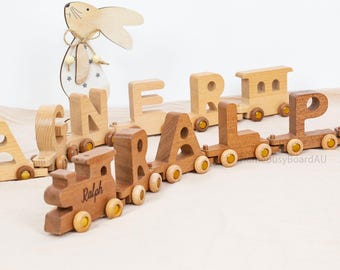 Wooden train sets, personalized trains, custom wooden trains, wooden toddler toys, children's birthday gifts, custom toddler gifts