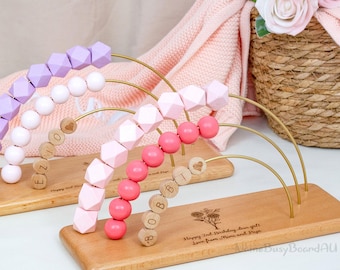 Benutzerdefinierte Name Abakus, personalisierte Kleinkind Abakus, Regenbogen Abakus, Holz Namen Abakus, handgefertigtes Spielzeug für Kinder, Weihnachtsgeschenke für Kinder