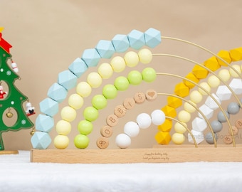 Personalized Wooden Rainbow Abacus, Customized Wooden Name Abacus, Wooden Rainbow Abacus, Counting Toys for Kids, Toddler Educational Gifts