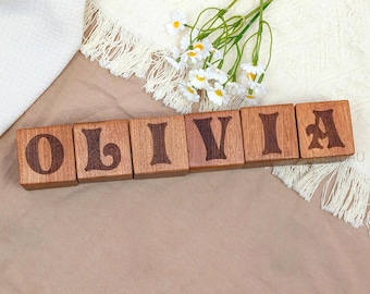 Name Alphabet Wooden Blocks, Custom Alphabet Blocks, Personalized Solid Wooden Blocks, Special Kids Gifts, Wooden Alphabet Toys