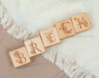 Custom alphabet blocks, wooden alphabet blocks, personalized solid wood blocks, alphabet toys for kids, wooden alphabet toys
