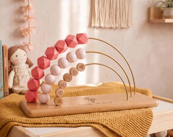 Personalized Rainbow Abacus, Custom Baby Gifts,Children's Educational Toys, Beading Toys, Custom Children's Gifts