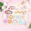 Personalised Name Puzzle With Geometric Shapes,Baby Busy Board,Baby Birthday Gifts, New Baby Gifts, Children's Gifts,Thanksgiving Baby Gifts product logo