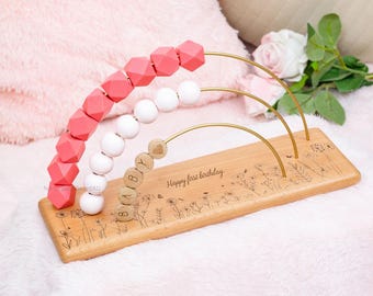 Personalisierte Baby Name Abakus, individueller Name Abakus, Holz Kinderzimmer Dekor, Kleinkind Lernspielzeug, Benutzerdefinierte erste Geburtstagsgeschenke