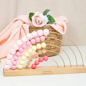 Custom name abacus, wooden rainbow abacus, personalized rainbow abacus, first birthday gifts, parenting counting gifts, Montessori toys