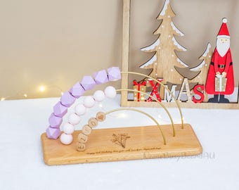 Ábaco personalizado para bebé, ábaco con nombre personalizado, ábaco arcoíris de madera, juguetes de madera hechos a mano, regalo de cumpleaños infantil personalizado