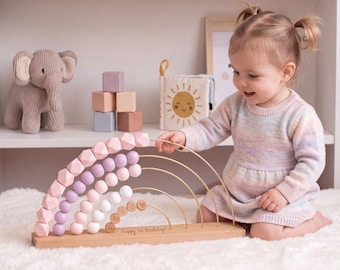 Personalisierter Baby-Abakus, Holz-Abakus, handgefertigtes Kinderspielzeug, Kindergeburtstagsgeschenk, Zählspielzeug für Eltern