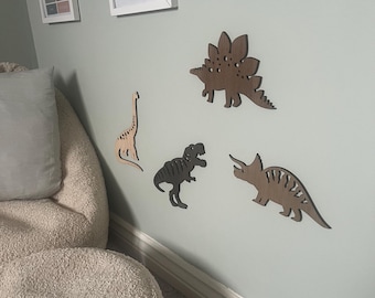 Wooden dinosaur - Bedroom decor - Wall art - Dinosaur bedroom wall art - Set of 4 dinosaurs - Nursery decor - Toddler bedroom decor - Dino