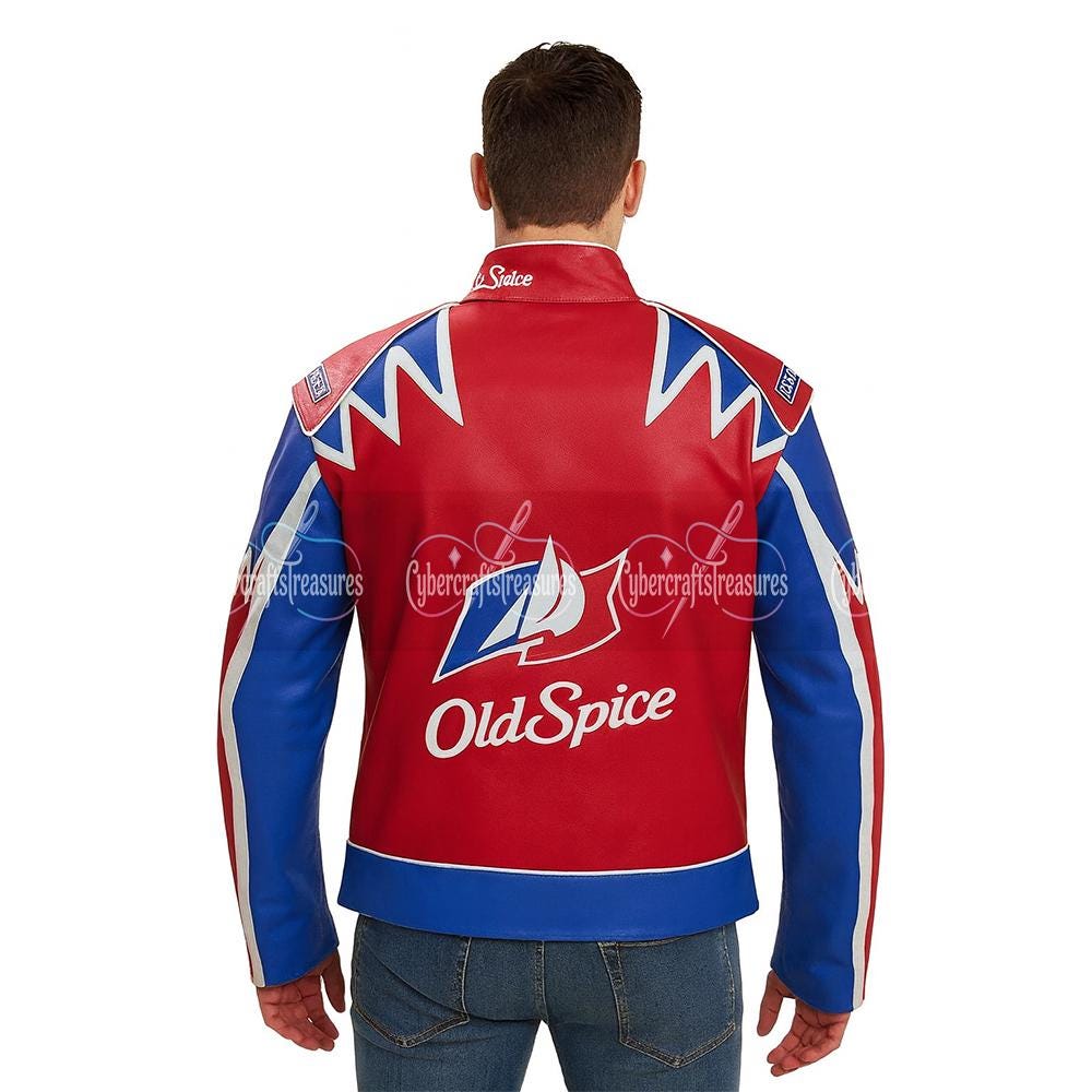 John C Reilly Talladega Nights Old Spice Red Leather Jacket for