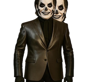 Blazer emerito di Ghost Papa: costume gotico rock in argento metallizzato