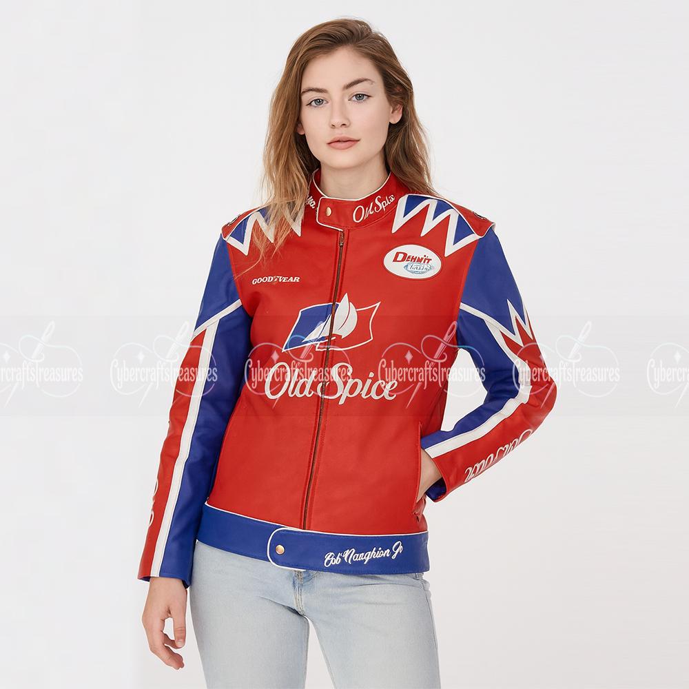 John C Reilly Talladega Nights Old Spice Red Leather Jacket for