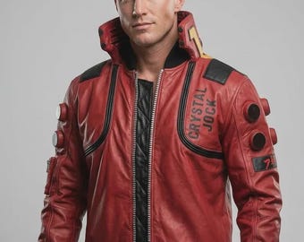 Giacca in pelle stile Akira Kaneda / Giacca bomber per cosplay Cyberpunk 2077 / Outfit cosplay ispirato alla fantascienza cibernetica