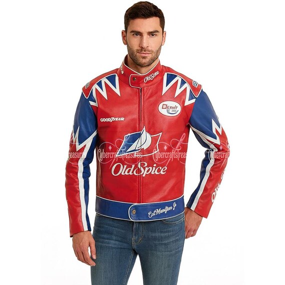 John C Reilly Talladega Nights Old Spice Red Leather Jacket for