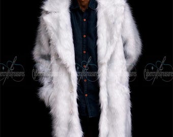 Handmade Ken White Faux Fur Coat: Ryan Barbie Cosplay Costume