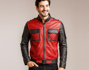 手作りのマーティ・マクフライ2レザージャケット、BTTFパートIIバック