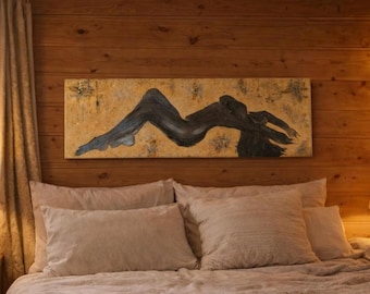 Reclining Figure – Original Abstract Figurative Painting in Neutral Tones