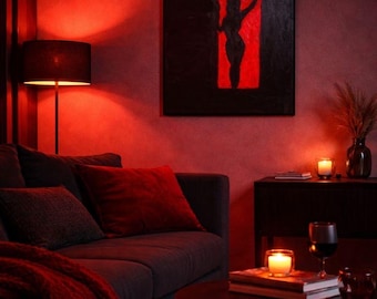 Original Acrylic Figure Painting – Bold Red Wall Art