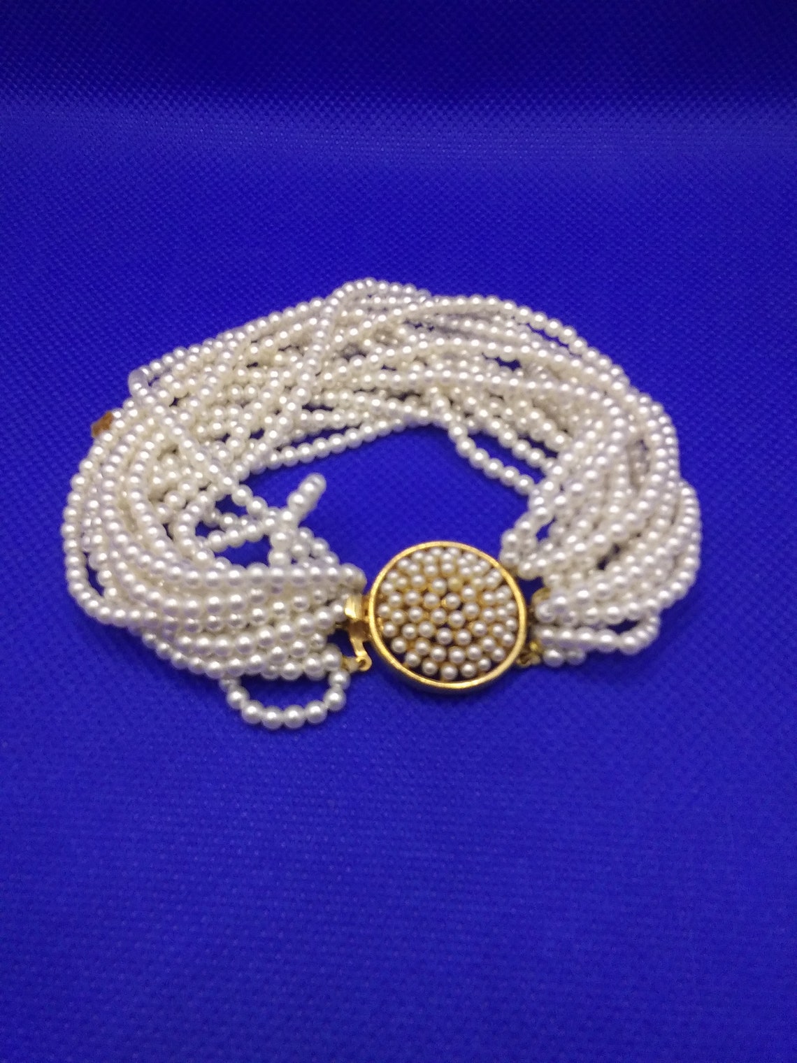 Vintage Marvella Multi strand faux Pearl Bracelet 7 Etsy