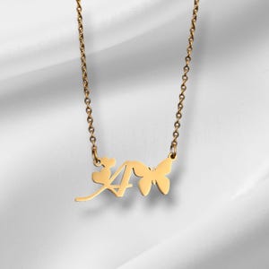 Collar con colgante de mariposa y letra / Regalo personalizado de la A a la Z / Acero inoxidable / Regalo para ella / Regalo para papá / Regalo personalizado / Collar