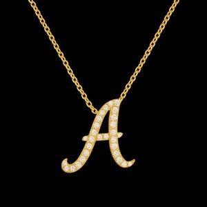 Yellow Gold Round Cut Initial Pendant