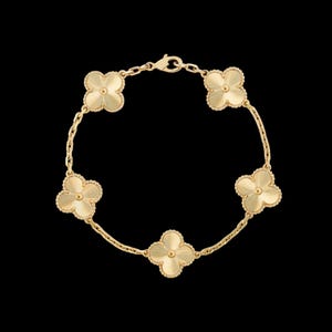 Vintage Alhambra 5 Clover 18K Full Solid Yellow Gold Bracelet