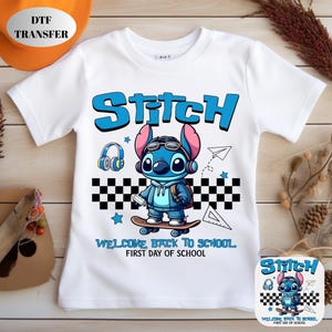 Stitch Welcome Back To School Dtf Transfer, Stitch First Day of School Ready To Press, Kids Gift Heat Transfer, School Ready For Press