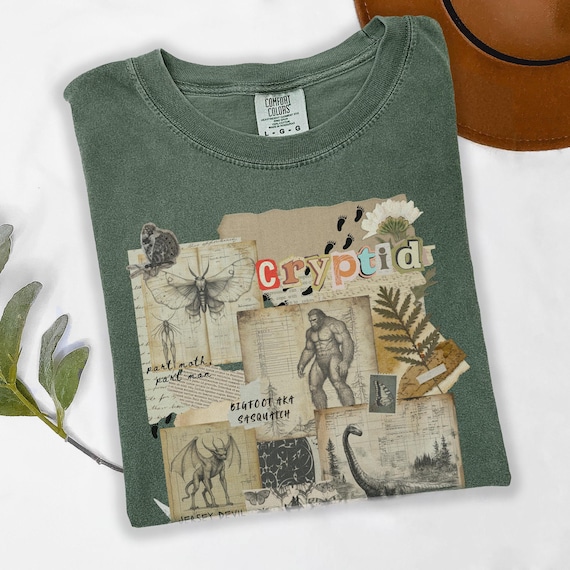 Cryptozoology Comfort Colors Tee: Vintage Cryptid Shirt, Bigfoot Gifts Mothman Merch, Loch Ness T-Shirt, Dark Academia Folklore Graphic Tee