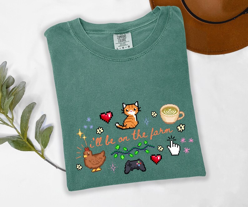 Stardew Comfort Colors Shirt: I'll Be on the Farm Pixel Game Tee, Gamer ...