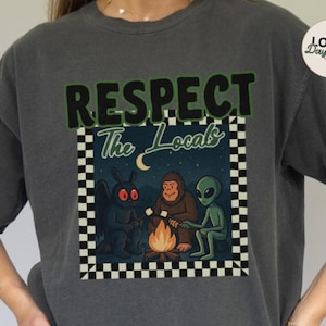 Funny Cryptid Comfort Colors Tee: Cute Respect Local Wildlife Mothman Shirt Bigfoot Gift & Alien TShirt, Retro Outdoorsy Hiking Gift