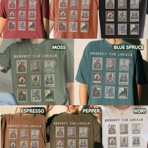 Respect the Locals Cryptid Tee: Comfort Colors Vintage Stamp Mothman Shirt, Sasquatch Bigfoot Gift Alien Tee, Folk Horror Shirt Mothman Gift image 4
