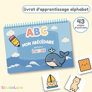 Libro del alfabeto borrable – 43 páginas | Actividades de letras y sonidos Montessori | Folleto educativo personalizado para niños