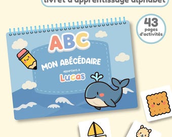 Erasable Alphabet Book – 43 Pages | Montessori Letters and Sounds Activities | Personalized Educational Booklet for Children